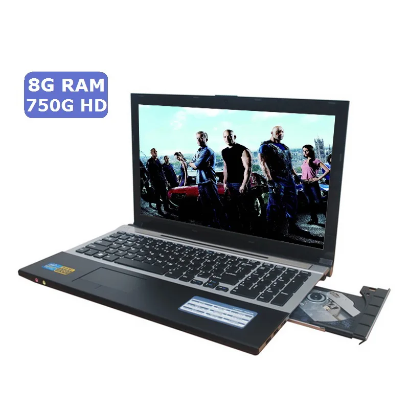 15 6 &quotигровой ноутбук Windows 7/10 8 ГБ ОЗУ 750 Гб HDD DVD Быстрый ПК металлический бизнес