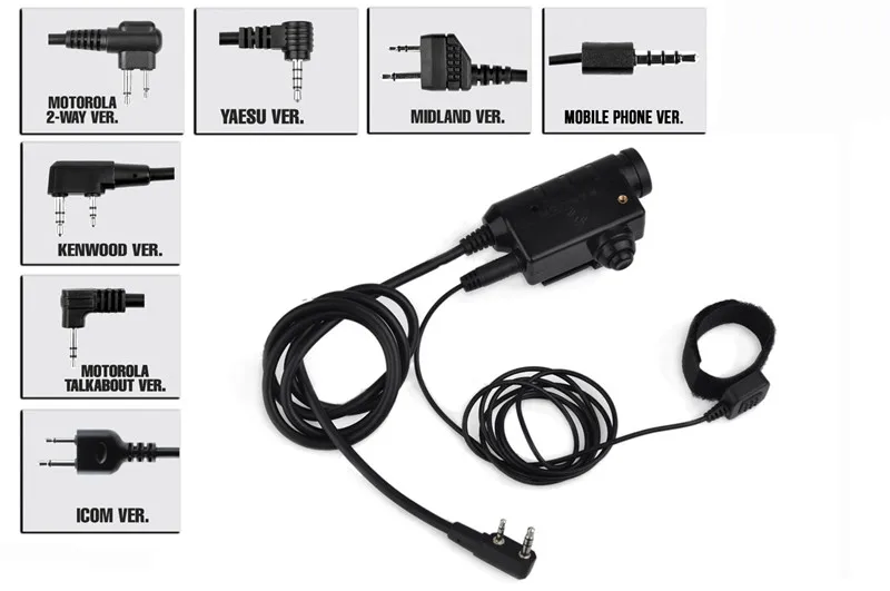 Fone de Ouvido Kenwood para Airsoft Opsmen Earmor Adaptador Militar Ptt Airsoft Tático Msa Sordin - 3 m Peltor M52 7 Fones de Ouvido tático & Acessórios