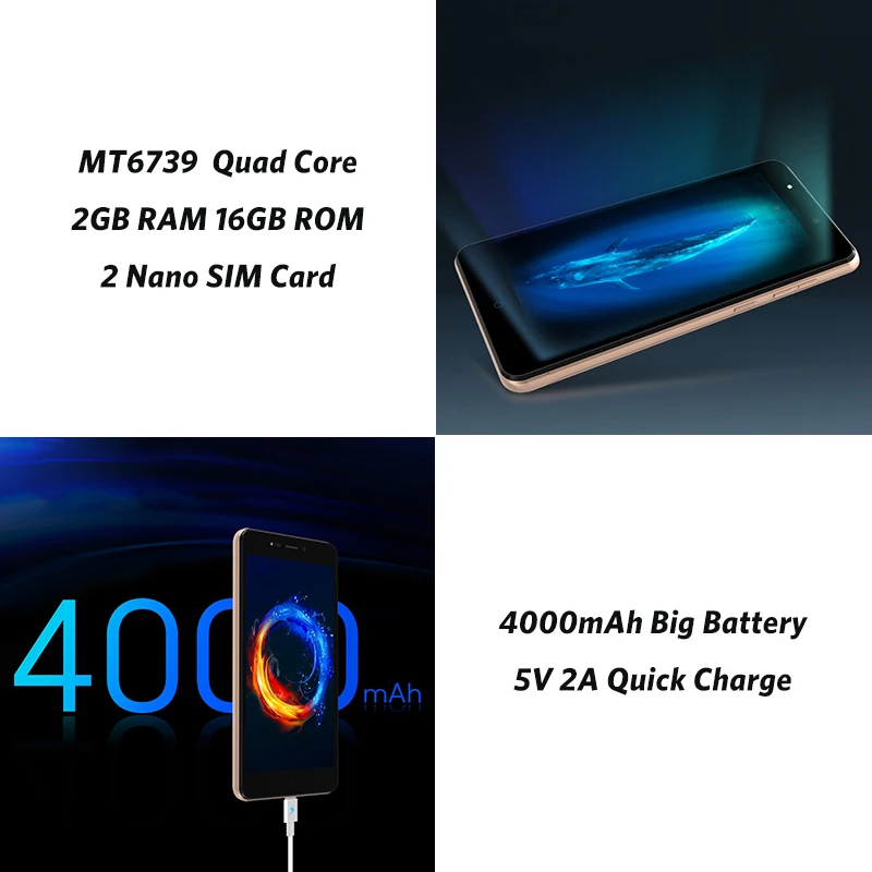 LEAGOO POWER 2 PRO смартфон с четырёхъядерным процессором MT6739 ОЗУ Гб ПЗУ 16 Android 8 1 5 дюйма