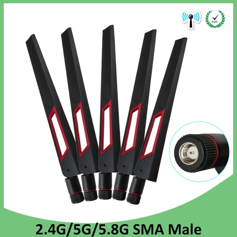 

5pcs 2.4GHz 5GHz 5.8Ghz Antenna real 8dBi SMA Male Connector Dual Band wifi Antena aerial wireless router 2.4 ghz 5.8 ghz