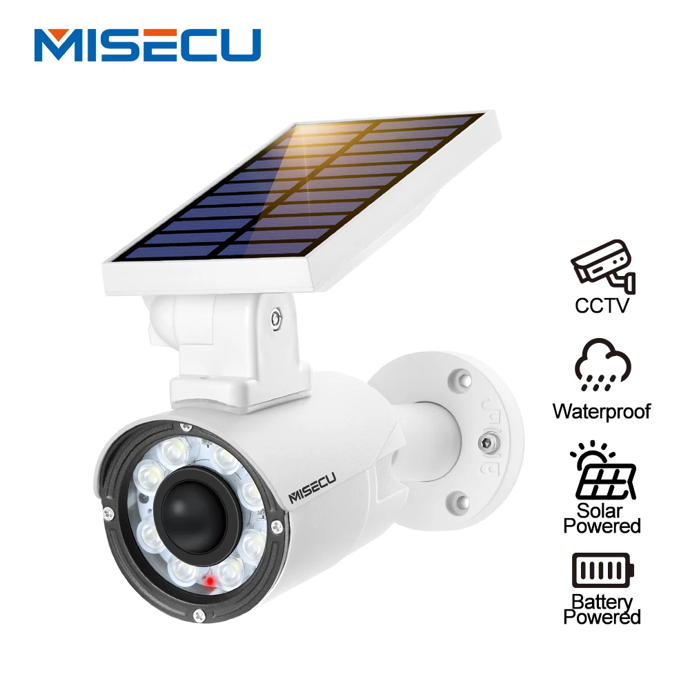 

Misecu Fake Dummy Camera Solar Induction Lamp Camera Waterproof Outdoor Security CCTV Surveillance Camera With Flashing Red LED