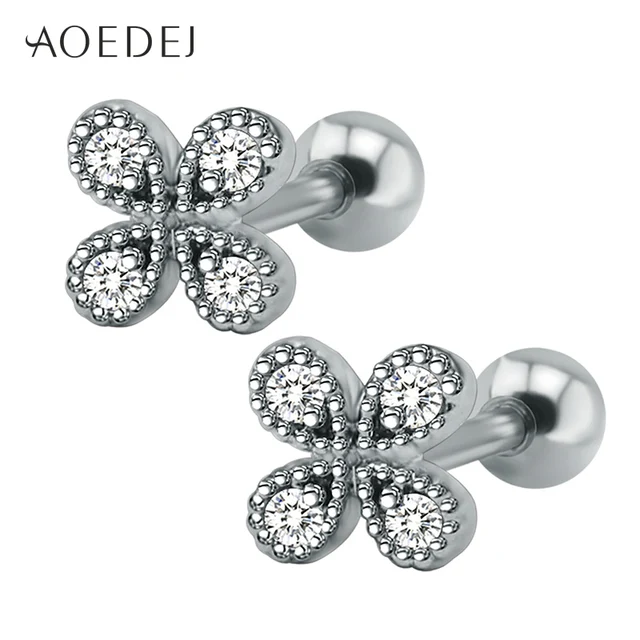 Aoedej Four Leaf Clover Cubic Zirconia Earrings Studs Women Aoedej Four Leaf Clover Cubic Zirconia Earrings Studs Women Stainless Steel For S Crystal Oorbellen