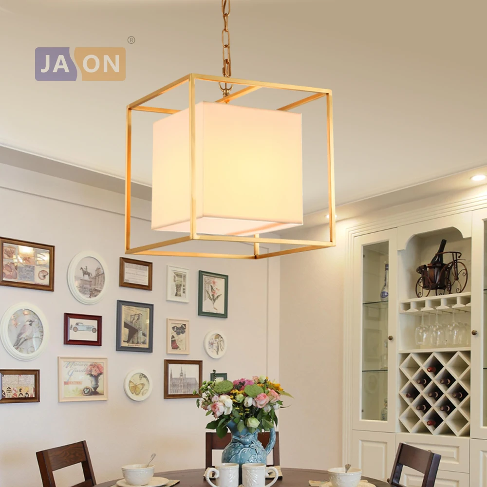 

led e14 Nordic Copper Fabric Chandelier Lighting Lamparas De Techo Suspension Luminaire Lampen For Foyer Bedroom