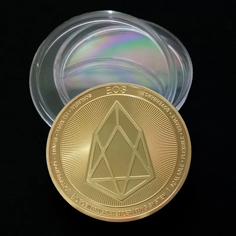 

2019 New EOS Coin Virtual Digital Bitcoin Embossed Commemorative bit Coins Souvenirs Collectibles Drop shipping