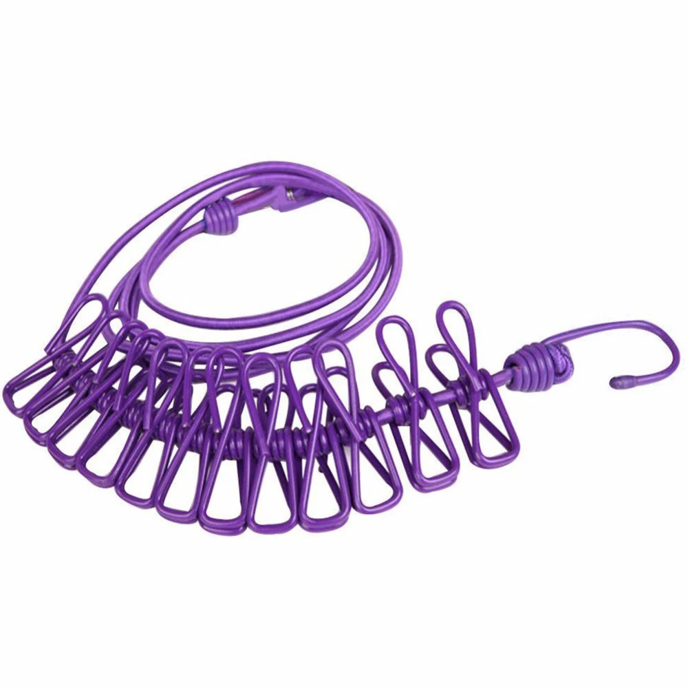 

185cm Portable Drying Rack Clips Cloth Hangers Steel Clothes Line