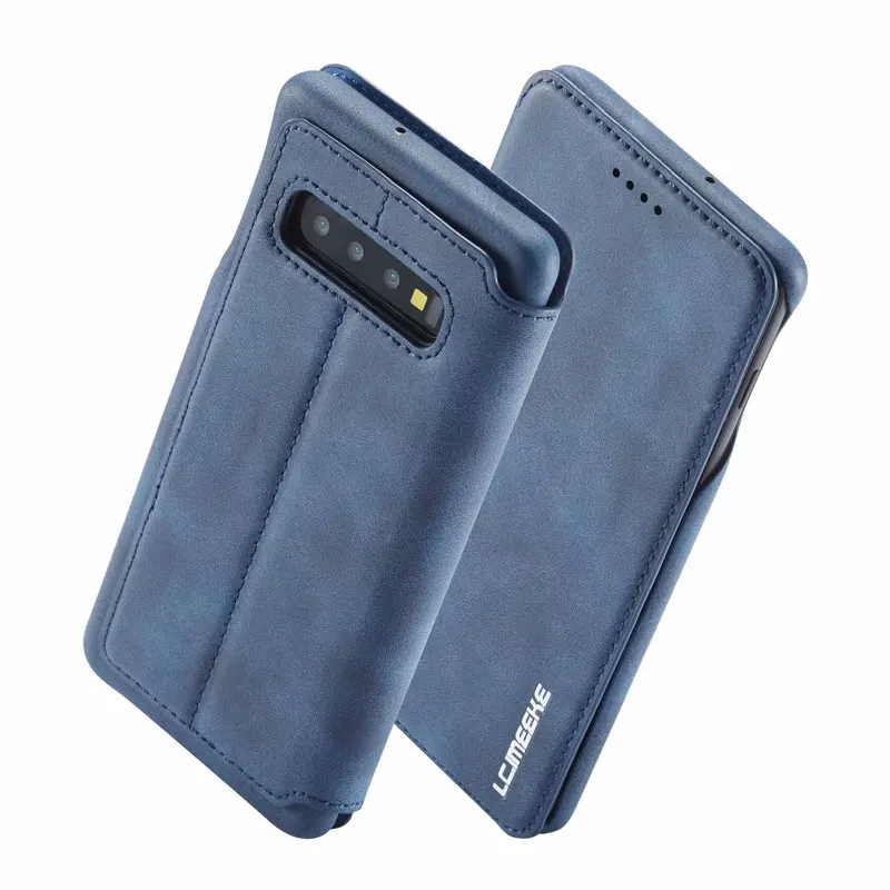 Синий Роскошный кожаный чехол-книжка для samsung Galaxy s10, 9, 8, 7 plus, противоударный чехол-подставка для samsung Note 8, 9, чехол - Цвет: Синий