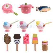 Деревянная посуда/рыба/мороженое/фруктовое мороженое фаст-фуд Кухня Еда готовка ролевые игры обучающая игрушка для детей малышей