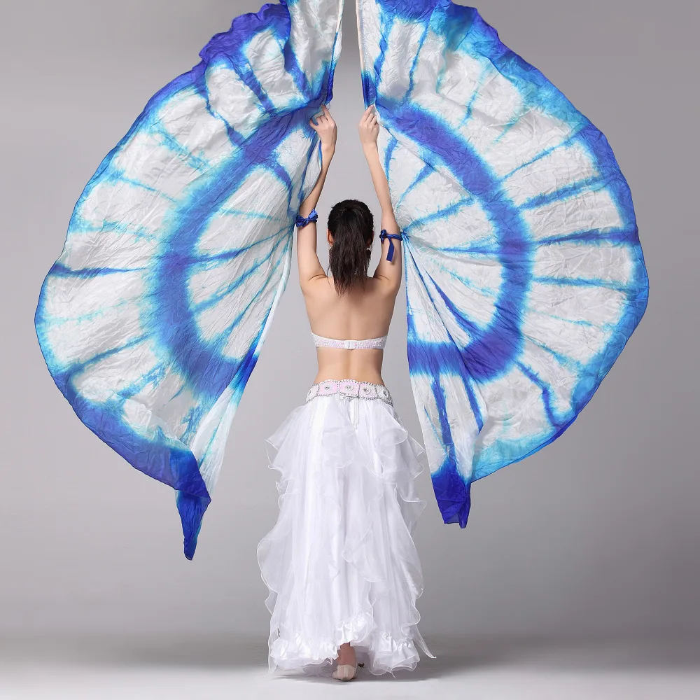 

1 Pair Stage Performance Props Half Circle Silk Veil Dance 100% Silk Right/Left Hand Belly Dance Veils Colored Silk Wings Belly