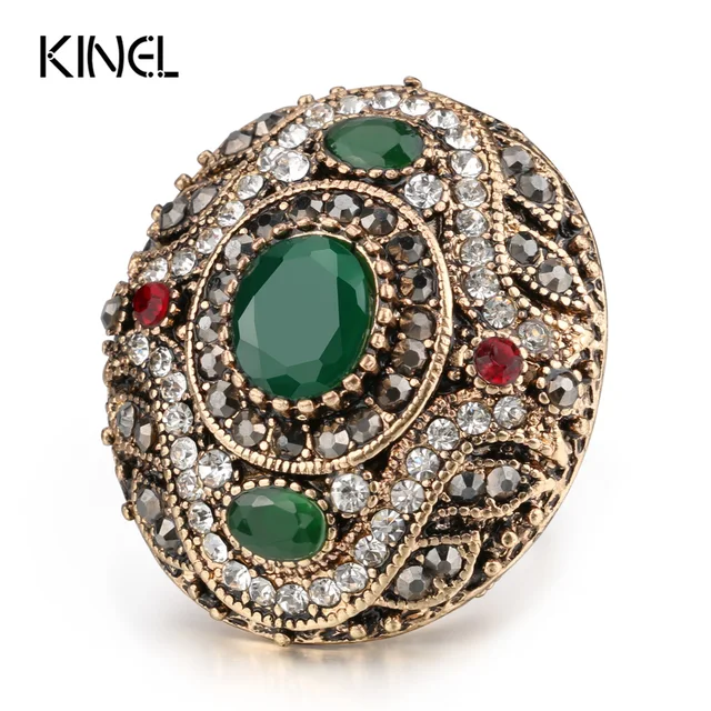 Kinel New Arrival Antique Rings For Women Gold Color Vintage Wedding Bands Ring Kinel New Arrival Antique Rings For Women Gold Color Vintage Wedding Bands Ring