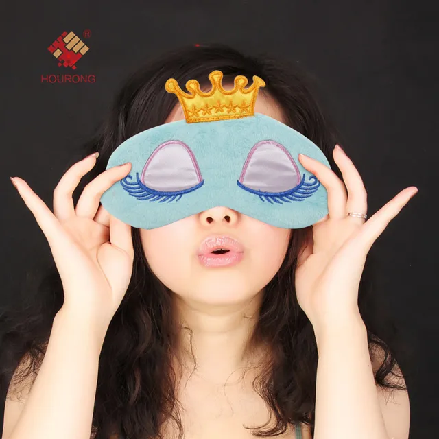 Creative Crown Pattern Sleeping Mask Crown Eyeshade Travel Cartoon Long Eyelashe Eye Mask Blindfold Travel Accessories