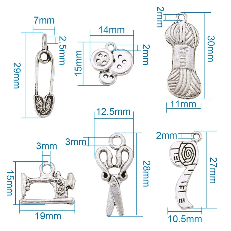 Sewing-Knitting-Themed-Tibetan-Style-Alloy-Pendants-Scissor-Pipe-Safety-Pin-Yarn-Clew-Button-Sewing-Machine (7)