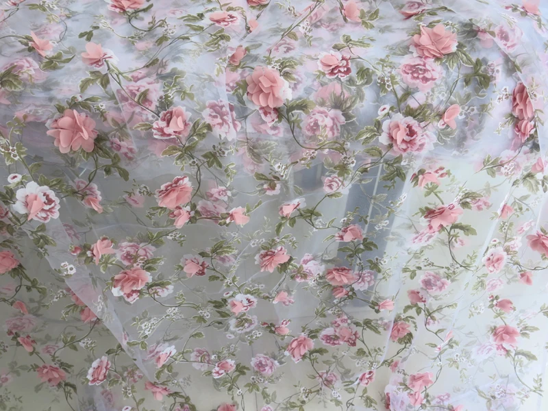 FFLACELL-1Yard-Pink-Chiffon-Floral-Applique-Lace-Material-For-Dress-Wedding-Fabric-Organza (2)