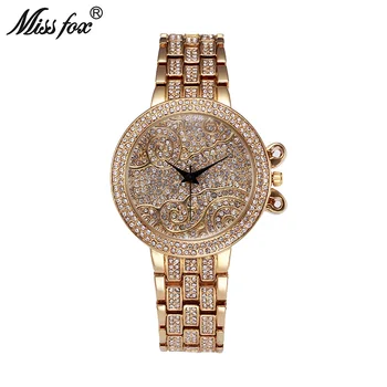 

Miss Fox 37mm Lucky Clouds Role Watches Women Gold Full Diamond Sobretudo Feminino Bu Rhinestone Luxury Brand Relojes Mujer 2017