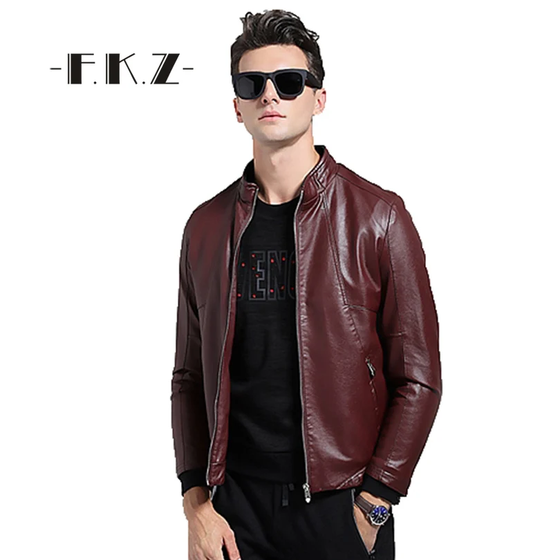 FKZ Black Color All Matches Men's Fake Leather Jacket Casual Spring