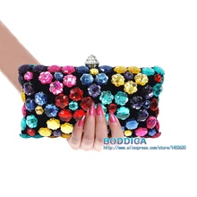 Big Verkauf Hard Case Abendtaschen Frauen Kupplung Geldbörse Multicolor Kupplung Geldbörse mit Kristall Freies Verschiffen