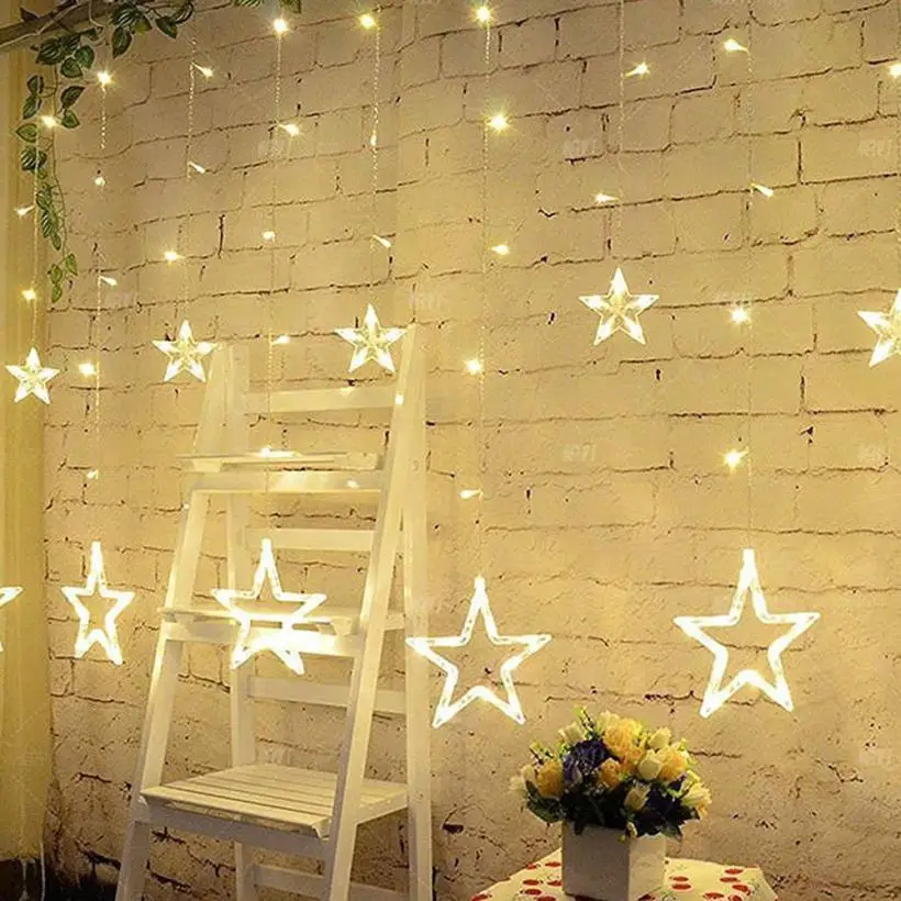 

LED Stars Christmas Hanging Curtain Lights String Net Xmas Home Party Home Decor O21 30+