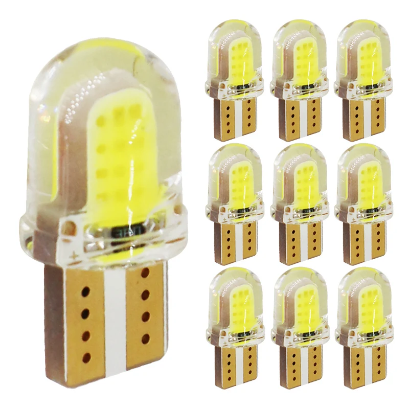10 шт. Автомобильные светодиодные лампы T10 W5W COB 194 168 8 SMD для подсветки