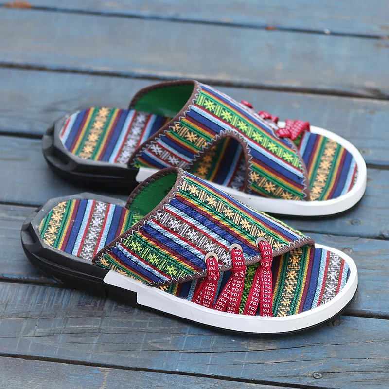 flower summer mixed colors men slippers desinger outdoor sandals camouflage casual shoes pants male leisure moccasins for men (78)
