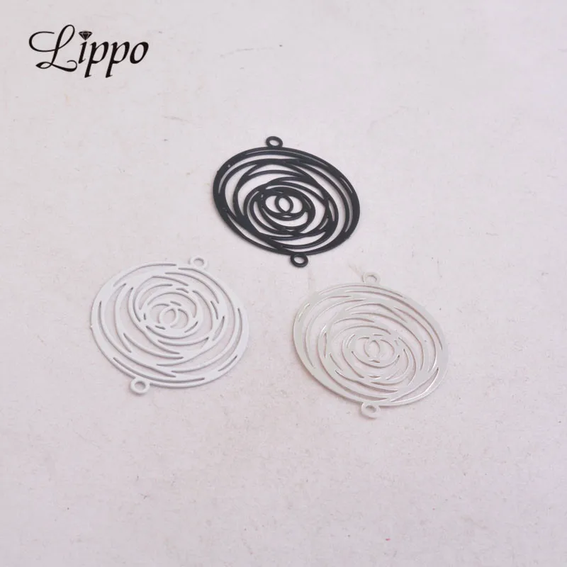 

50pcs AB2778 25mm*30mm Round Flower Connectors Prints Charms For Making Earrings