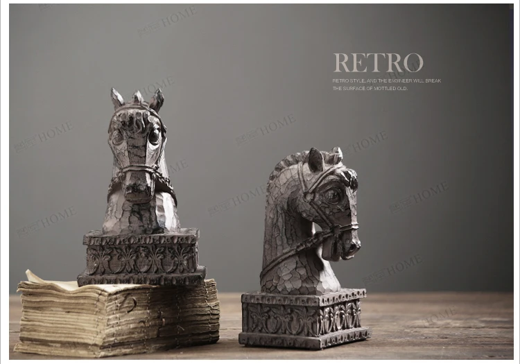 Смола голова лошади книжные концы пара уникальный стол и полка декор с утилитой