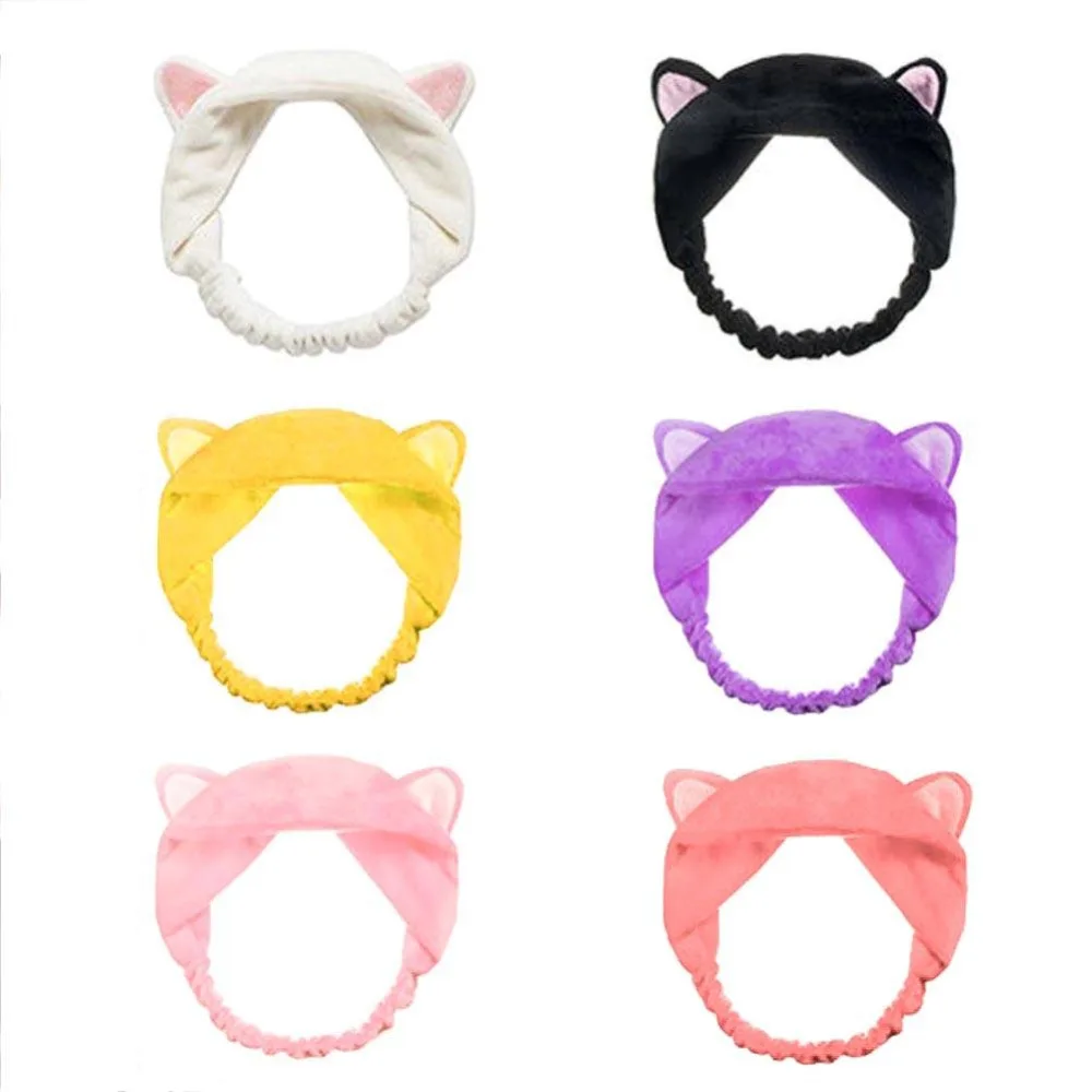 Cute Elastic Cat Ears Headbands for Women Girls Makeup Face Washing