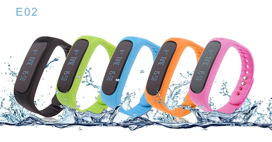  E02 Smartband здоровье фитнес трекер спортивные браслет водонепроницаемый браслет для IOS fitbit гибкий Bluetooth 4.0 отображение времени 