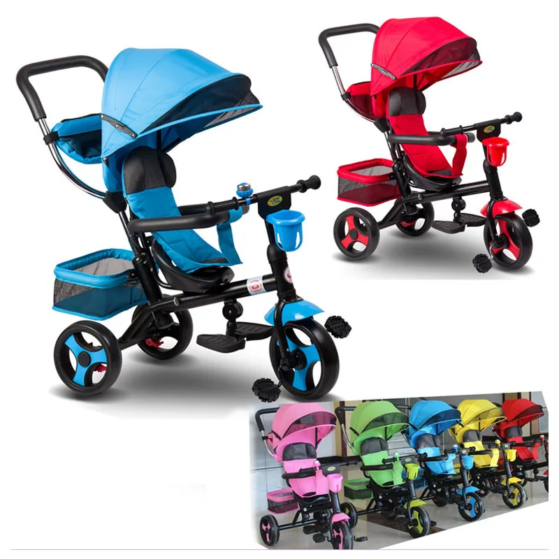 Multi purpose Children's Hand Push Tricycle 4 In 1 Baby Stroller Bike