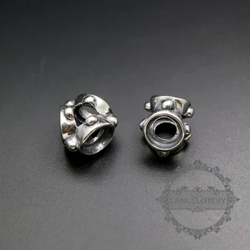 

8mm three sides round bezel 925 sterling silver antiqued silver bracelet charm supplies 1411197