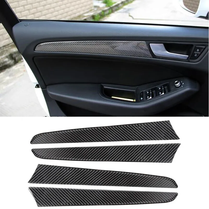 

Car Carbon Fiber Door Panel Decal Cover Trim 4pcs For Audi Q5 Interior Accessories Decoration Strip Stickers