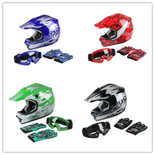 Image Motorcycle helmet DOT Youth Kids motocross Dirt Bike Helmet Goggles+Gloves S M L