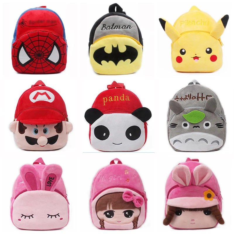 

23*21cm High Quality Superman/Spider man/Mario Kid's Plush Backpacks Cartoon Toys Girls & Boys FREE SHIPPING