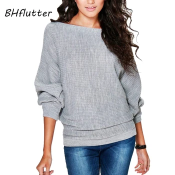

BHflutter Women Sweater and Pullover 2018 Fashion Batwing Sleeve Thin Knitted Sweaters Female Spring Autumn Casual Knitwear Tops
