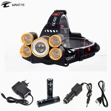 15000LM Head lamp T6+4R5 LED Zoomable Headlamp Rechargeable Head flashlight linterna 18650 battery Camping Fishing Headlight