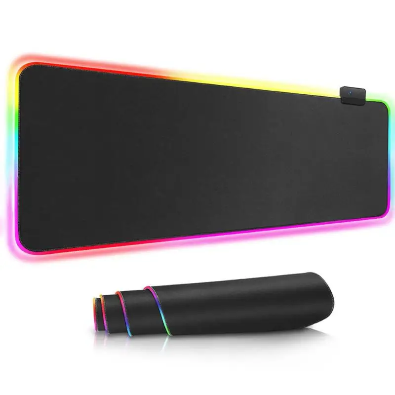 USB RGB светящийся большой коврик для мыши красочное освещение игровой коврик для клавиатуры