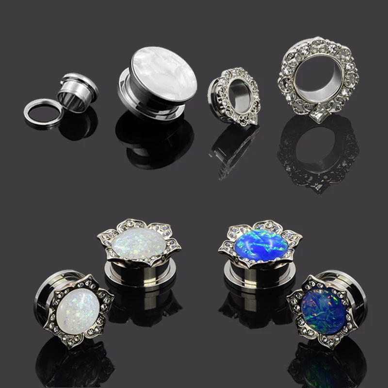 Hot Ear palugs 4pair/lot 4style Stainless Steel Plugs Hollow and saddle Flesh Expansion Stretchers Body Piercing Jewelry | Украшения и