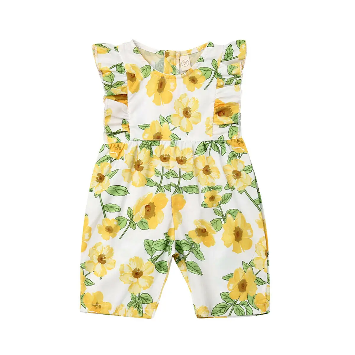 

2019 Fashion Kids Baby Girls Floral Flower Ruffle Short Romper Bodysuit Jumpsuit Outfits Sunsuit Clothes