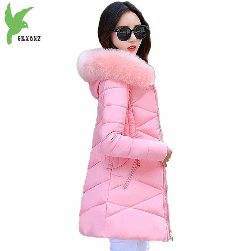 Goedkoop 2018 vrouwen Winter Parka Slim Beneden katoenen Jas Plus size bontkraag Hoodies Vrouwelijke Dikke Warme Top Studenten Katoen jassen 2040
