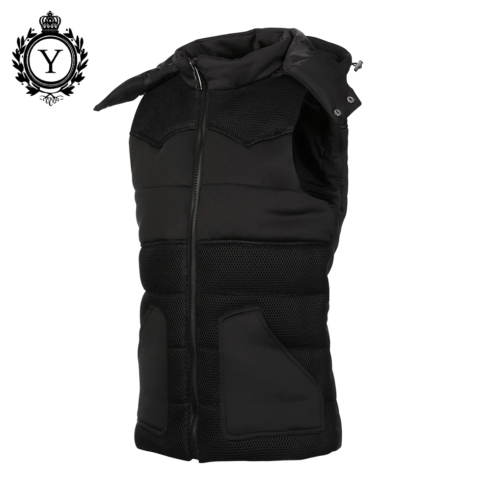 COUTUDI Solid Black Vest Men Winter Sleeveless Jacket Coat Male Warm