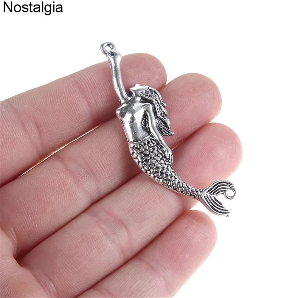 

Nostalgia 5Pcs Mermaid Charms Accessories Animal Fish Large Pendant For Necklace Jewelry Making 55*15MM