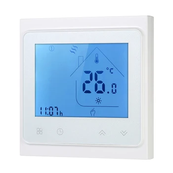 

16A Programmable Thermostat Electric Floor Heating Temperature Controller Touchscreen LCD with Backlight Voice Control Function