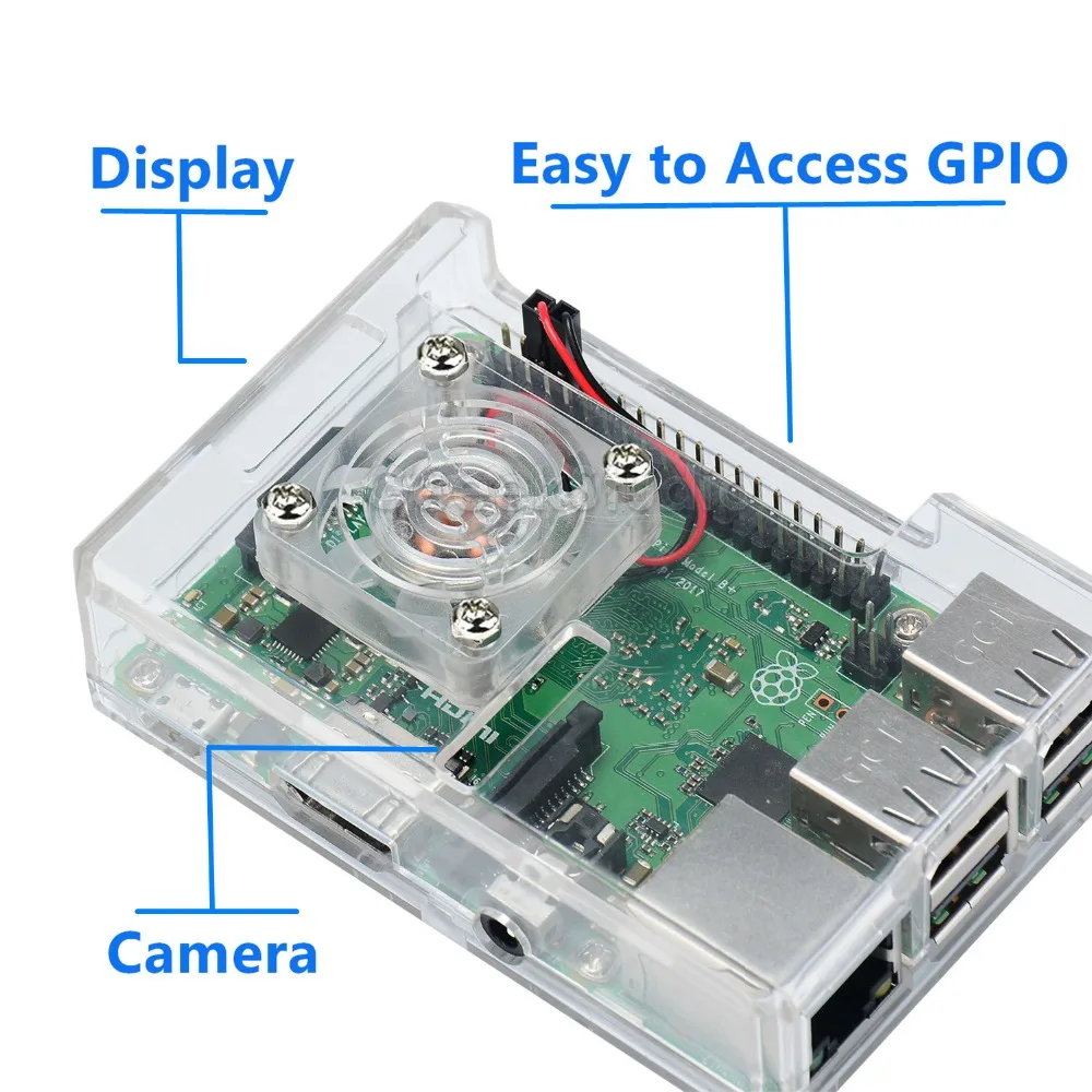 Новинка! ABS черный/прозрачный корпус Корпус чехол с радиатором вентилятор охлаждения для Raspberry Pi 3B Plus(3B+)/3B