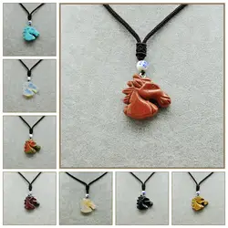 Yumten Природный кристалл лошадь кулон Талисманы чакра Для женщин моде 2017 pendentif Jewelry Сумки bijuterias длинные Цепочки и ожерелья