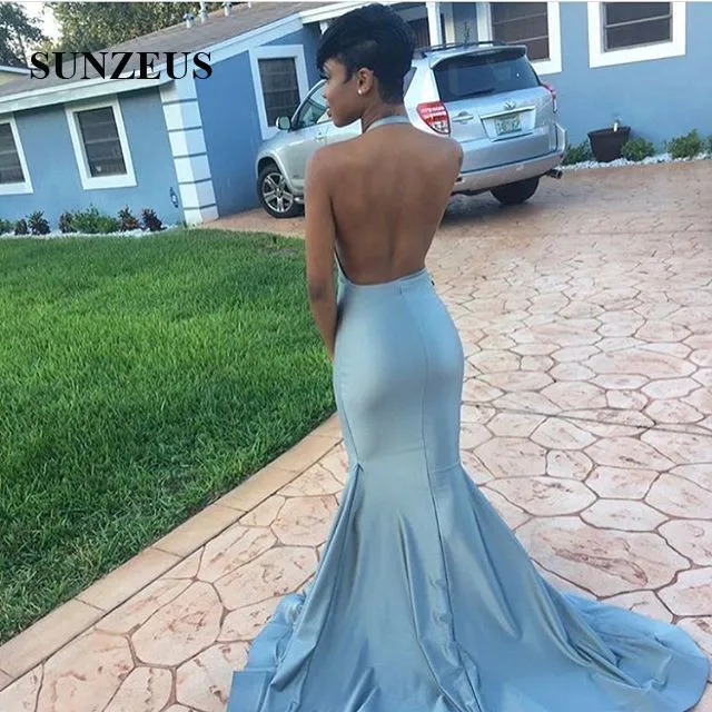 С блестками и бисером Prom dress Mermaid воротник хомутиком, без спины Сексуальная Вечерние платья длинное платье Festa