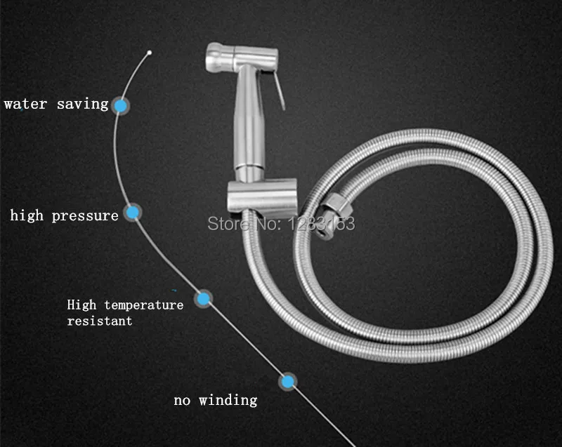 304 Матовый Никель давление нержавеющей рук Биде опрыскиватель Shattaf путешествия биде туалет струи с 1,2 mHose и адаптер смеситель для туалета клапан для воды ручной