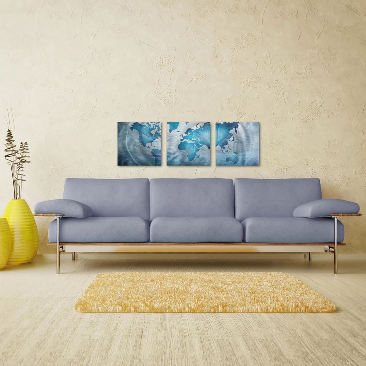 Land and Sea Triptych by Amber LaRosa - World Map Art on Metal (1)