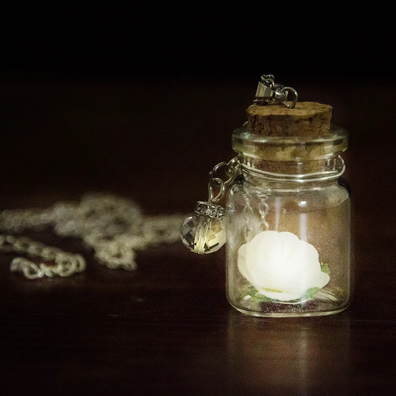 Necklace Trendy Round New Handmade Glass Bottle Necklace Boutique Glow Flower Pendant Jewelry For Women