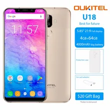Oukitel U18 5.85 “HD 21:9 полный Дисплей мобильный телефон 4 г Оперативная память 64 г Встроенная память mtk6750t Octa core android 7.0 4000 мАч отпечатков пальцев Смартфон
