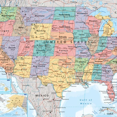 Usa Map Laminated Poster (24 x 36)