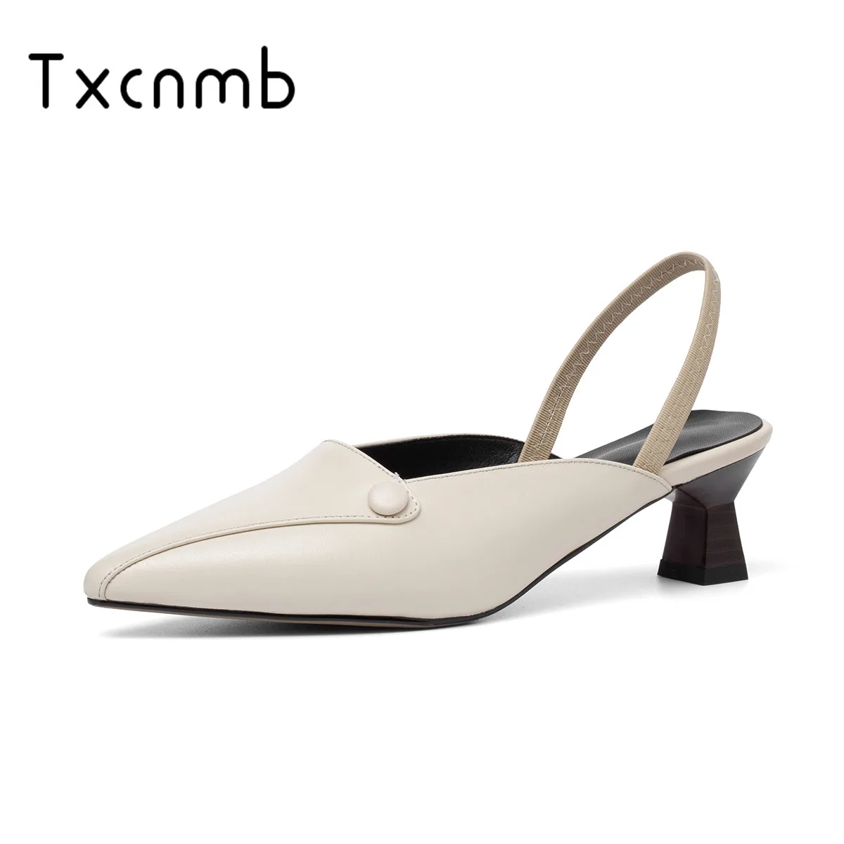 

TXCNMB 2019 New Fashion Pointed Toe Strange Style Women Sandals Genuine Leather Slip On High Heels Party Office Shoes Woman