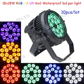 

Outdoor use 10pcs/lot 18x18W led par light RGBWA UV 6in1 led par can light no noise for church